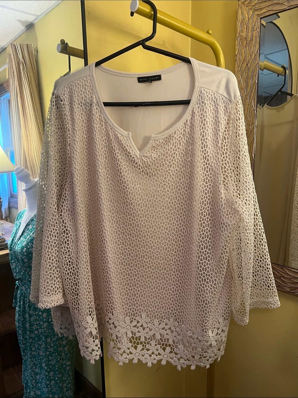 Napa Valley Cream Crochet Tunic Top